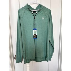 NWT Spyder‎ Men's Activewear 1/4 Zip Pullover Shirt Long Sleeve Green Size Large